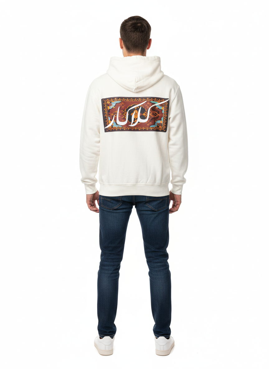 Men’s Premium White Hoodie in Pakistan – Trendy Persian Art Print | Best Price 2025