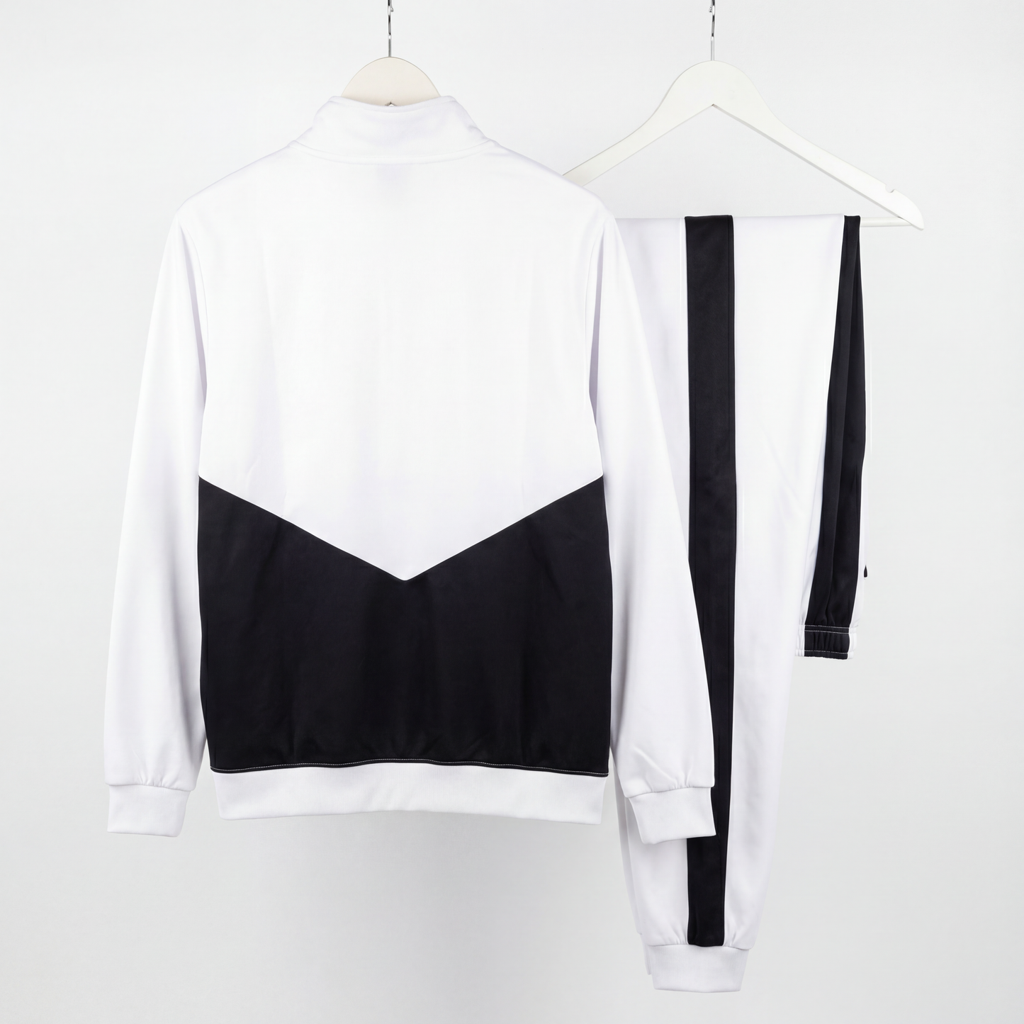 Men’s Premium White & Black Athletic Tracksuit | Slim-Fit Sportswear Set for Running, Training & Gym | Breathable High-Performance Fabric