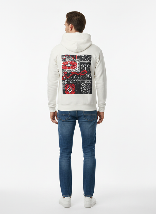 Men’s White Printed Hoodie in Pakistan – Premium Urdu Calligraphy Design | Best Price 2025