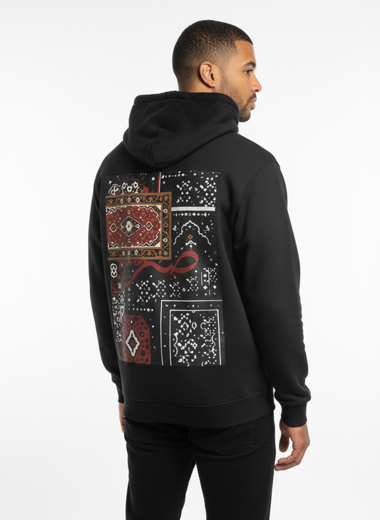 Black Hoodie for Men Pakistan – Sabr Arabic Print | Winter Warm Fleece | Trendy Streetwear