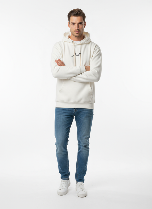 Men’s White Printed Hoodie in Pakistan – Premium Urdu Calligraphy Design | Best Price 2025