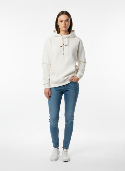 Women White Hoodie Pakistan – “صبر” Urdu/Arabic Print & Trendy Back Design