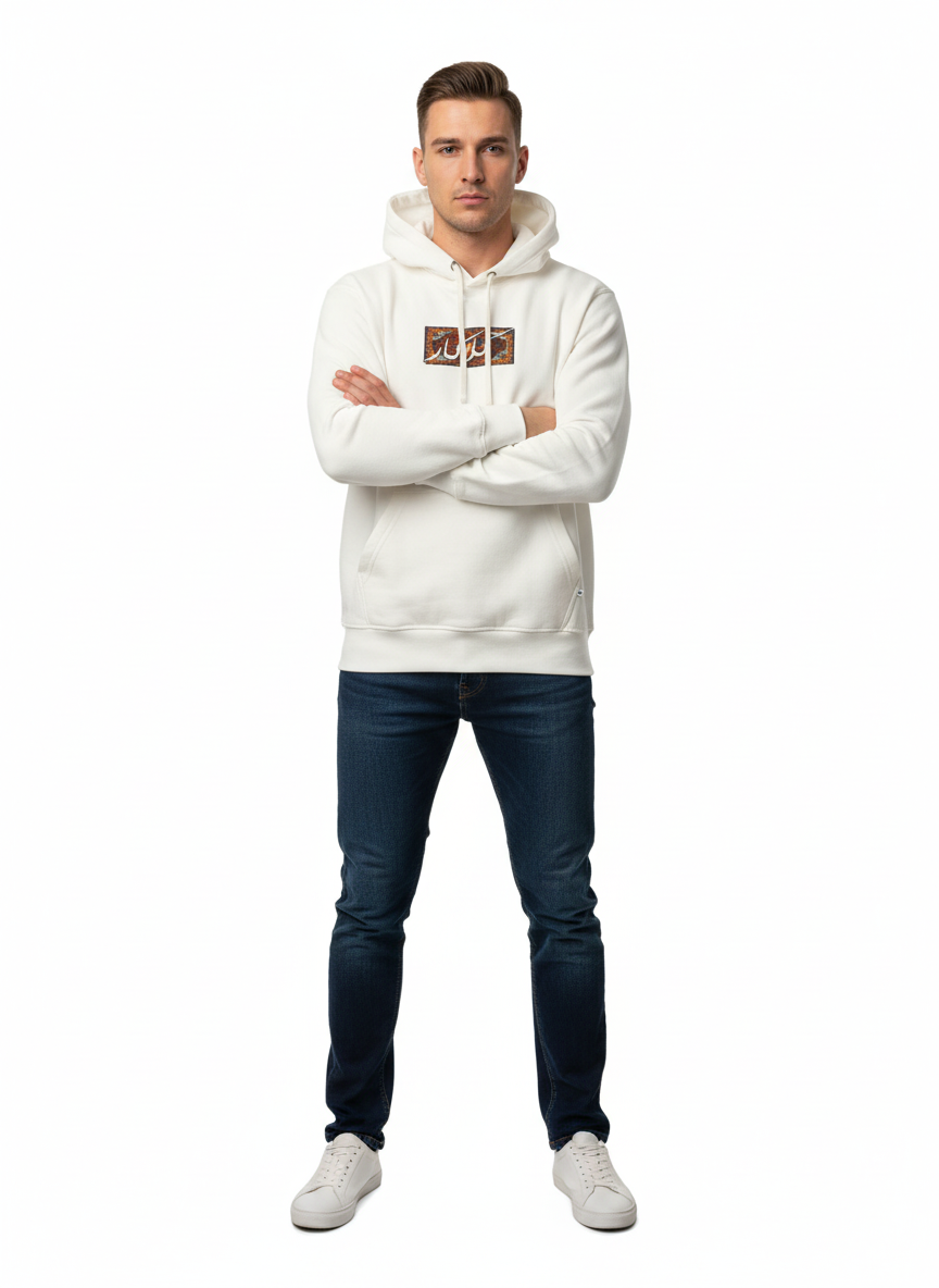 Men’s Premium White Hoodie in Pakistan – Trendy Persian Art Print | Best Price 2025